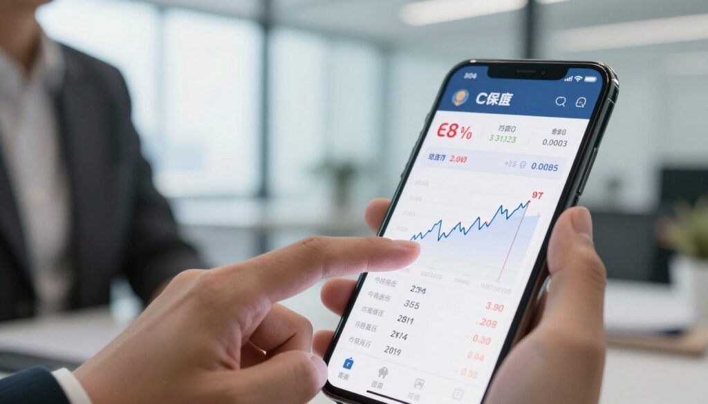 A close-up view of a digital currency exchange platform displaying the current exchange rate for the Chinese Yuan (CNY) against various currencies. In the foreground, a sleek smartphone screen shows a live currency graph with fluctuating lines, symbolizing market trends. The middle ground features subtle hands tapping on the screen, dressed in professional business attire, portraying engaged users in a financial context. In the background, a softly blurred modern office environment with large windows lets in natural light, creating a bright and focused atmosphere. The overall mood conveys a sense of urgency and professionalism, reflecting real-time financial monitoring and the dynamic nature of currency exchange. A close-up view of a digital currency exchange platform displaying the current exchange rate for the Chinese Yuan (CNY) against various currencies. In the foreground, a sleek smartphone screen shows a live currency graph with fluctuating lines, symbolizing market trends. The middle ground features subtle hands tapping on the screen, dressed in professional business attire, portraying engaged users in a financial context. In the background, a softly blurred modern office environment with large windows lets in natural light, creating a bright and focused atmosphere. The overall mood conveys a sense of urgency and professionalism, reflecting real-time financial monitoring and the dynamic nature of currency exchange.